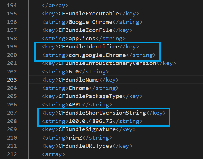 Extracted Info.plist with bundle ID and version